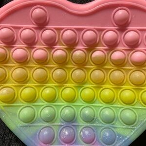 Heart-Shaped Rainbow Pop It Fidget purse pre owned with adjust strap